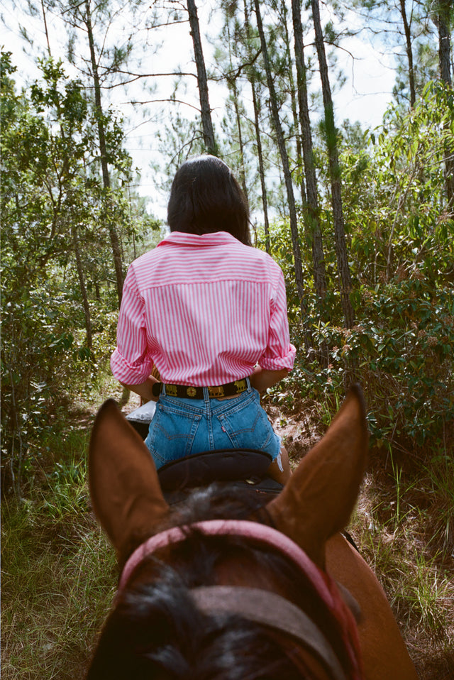 The Notched Collar Long Sleeve, Coppola Stripes